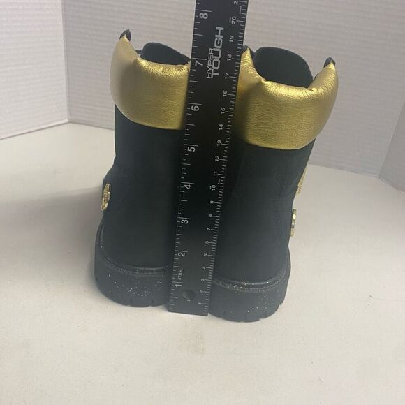 TIMBERLAND Women’s Rebolt Boot Black Gold Size 6 Nubuck Suede Leather Lace Up - Picture 4 of 14